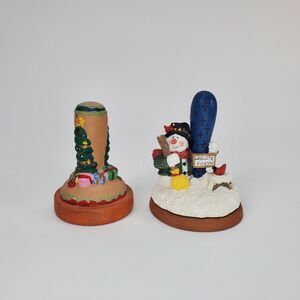 Christmas Terracotta Cookie Stamps Set‎ Snowman Snowflake Christmas Tree 2pc